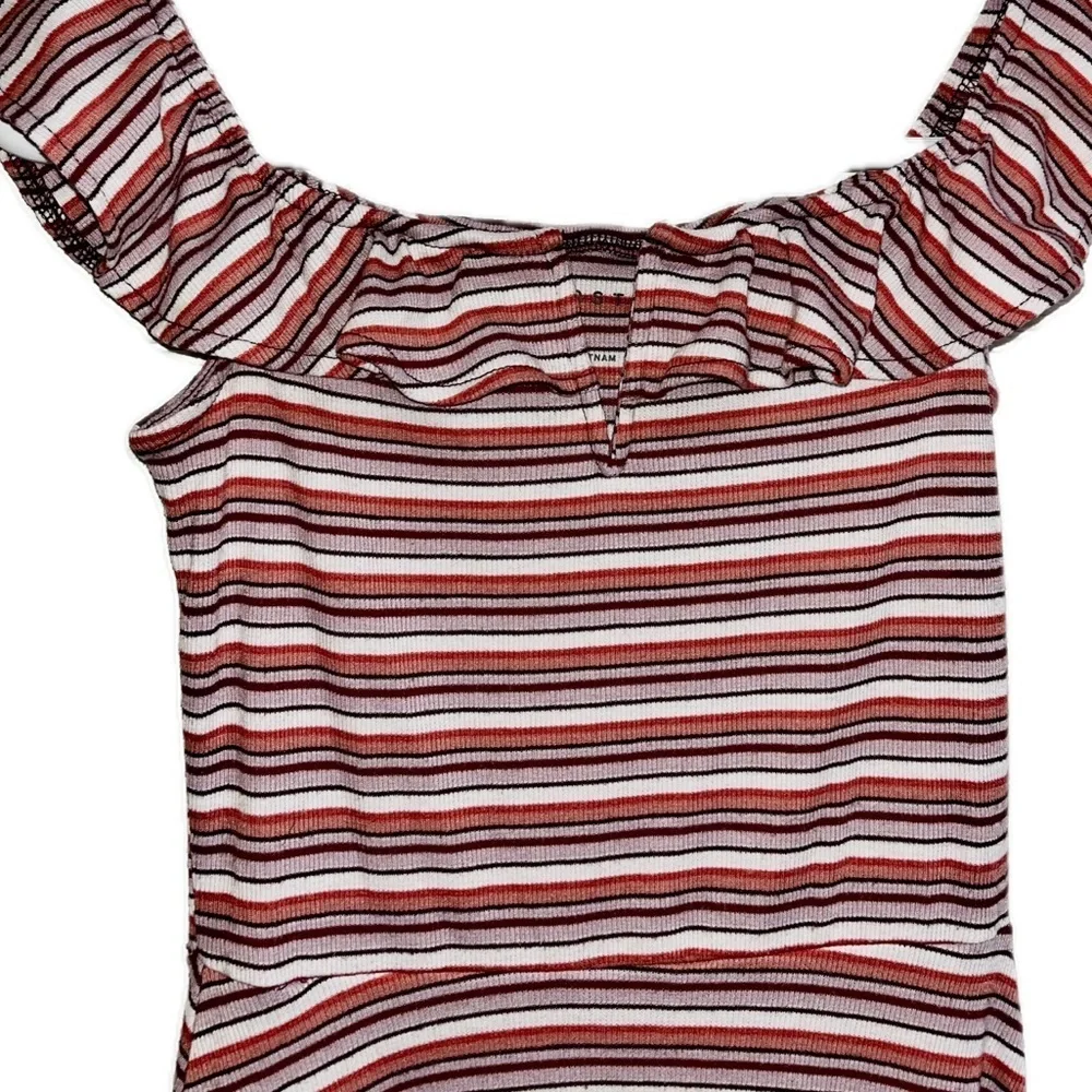 AEROPOSTALE Striped V-Wire Off-The-Shoulder Fit & Flare Mini Dress Size Small - Picture 3 of 12